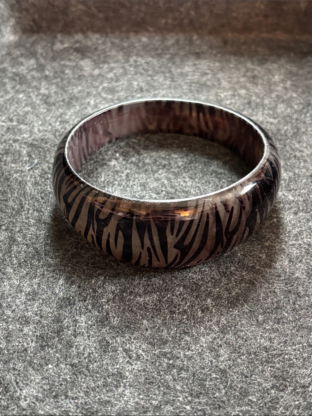 Black Zebra-Print Resin Bangle Bracelet